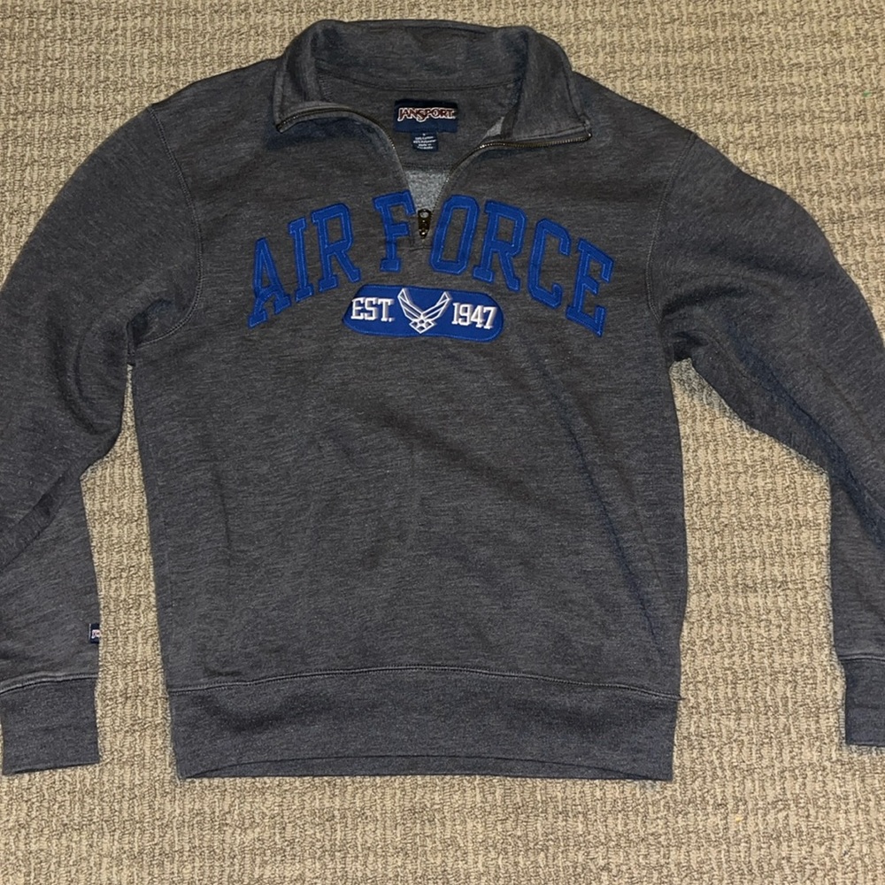 Great Condition Jansport Air Force Quarter Zip Gray and Blue Sweatshirt